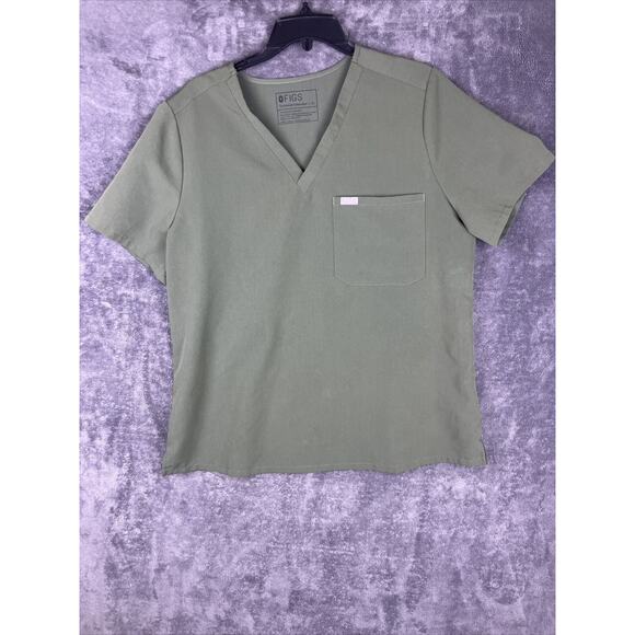 Figs Tops - Figs Scrub Top Unisex Green Size XL Medical Workwear One Pocket